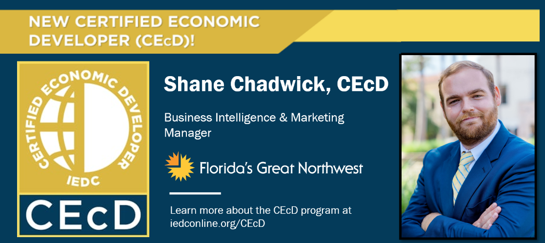 Florida's Great Northwest's Shane Chadwick Achieves International Economic Development Certification